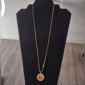 1982 22k gold Krugerrand with White Stones bezel  coin chain